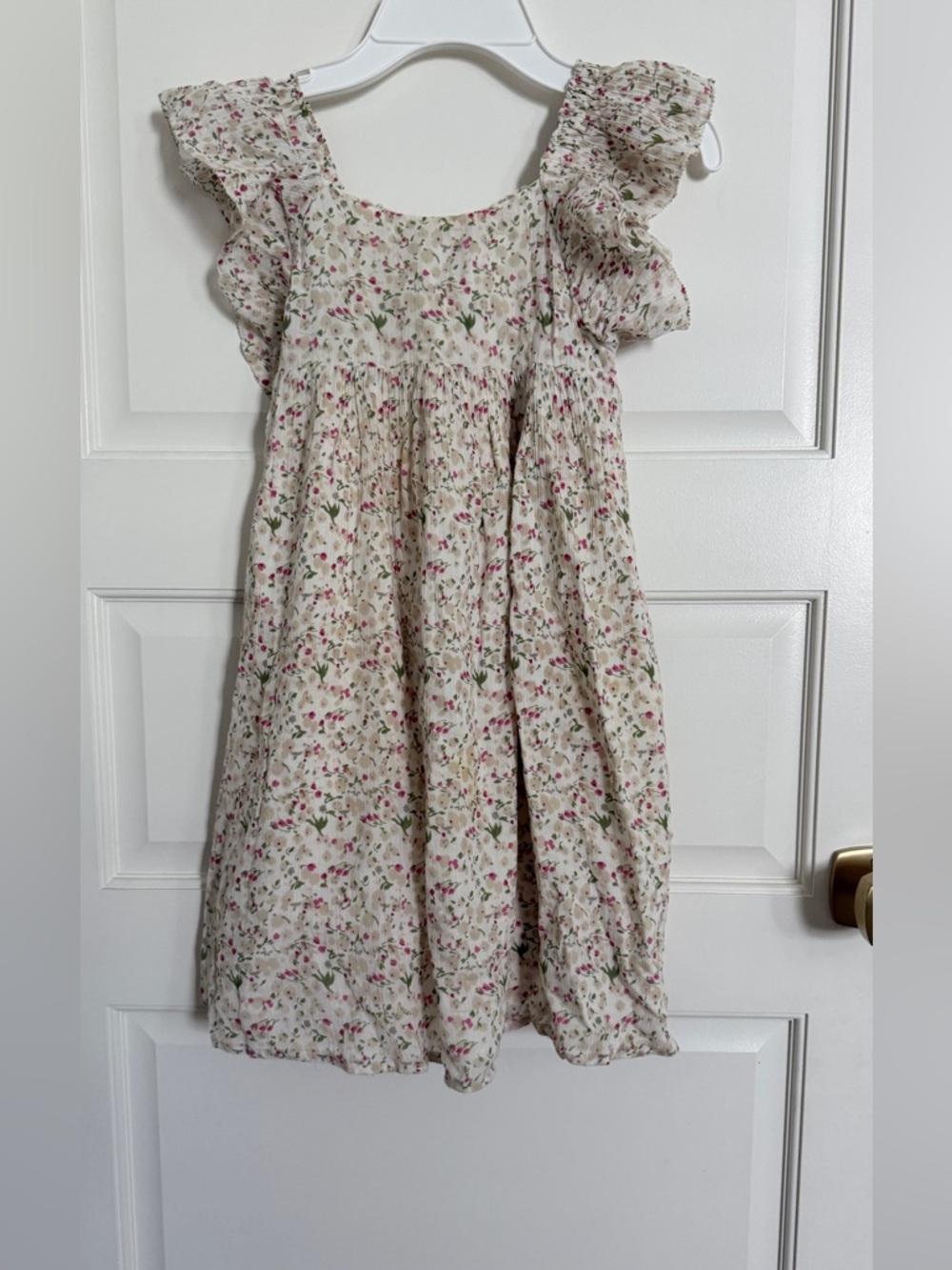 Peek Cream Floral Dress with Pink & Green Accents